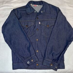 Vintage Levi’s Denim Jacket  White Tab - Red Letters 1970ish  USA Youth Size 16